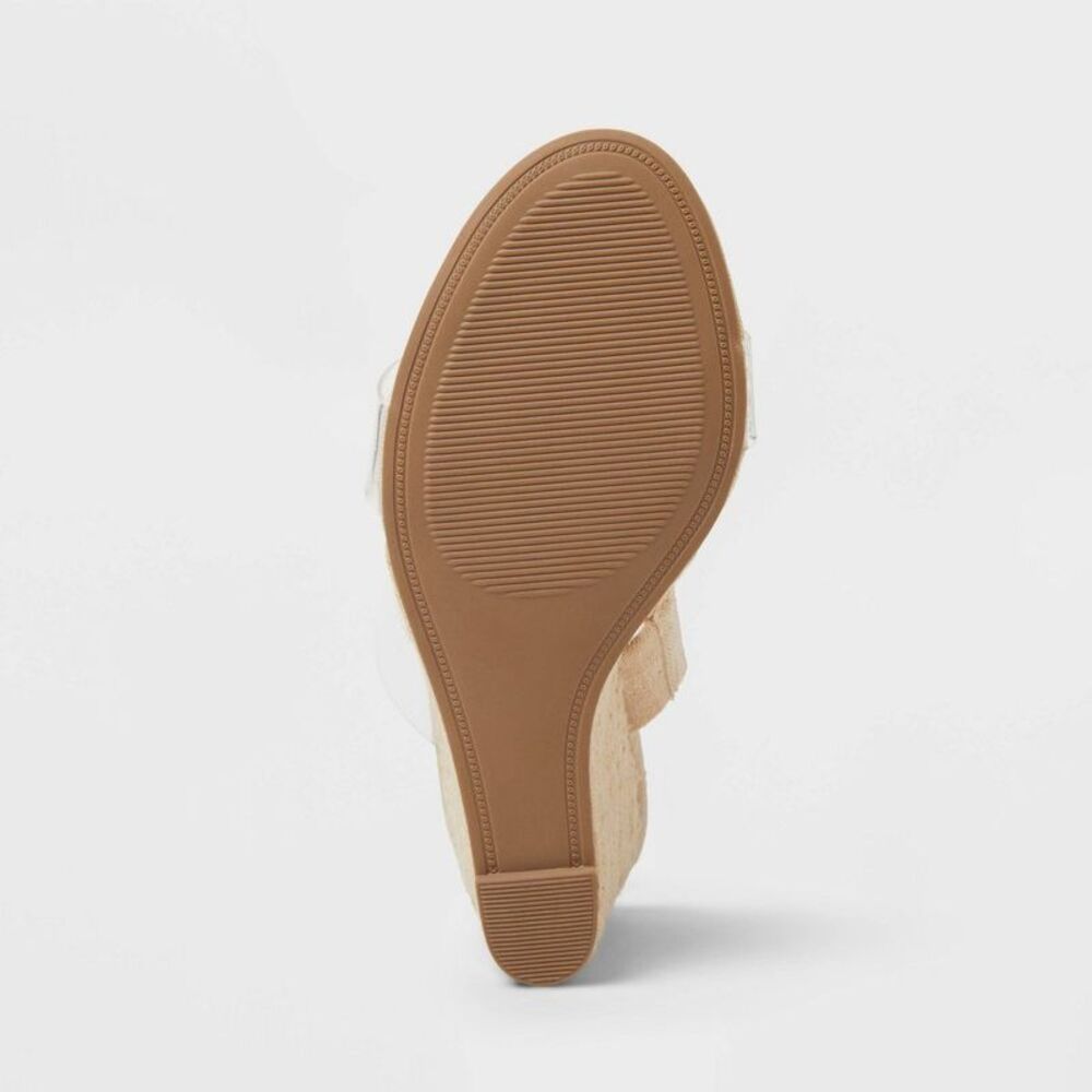 Open Box - A New Day - Women's Ansel Double Band Open Toe Wedge Heels wit Tan - Picture 4 of 4